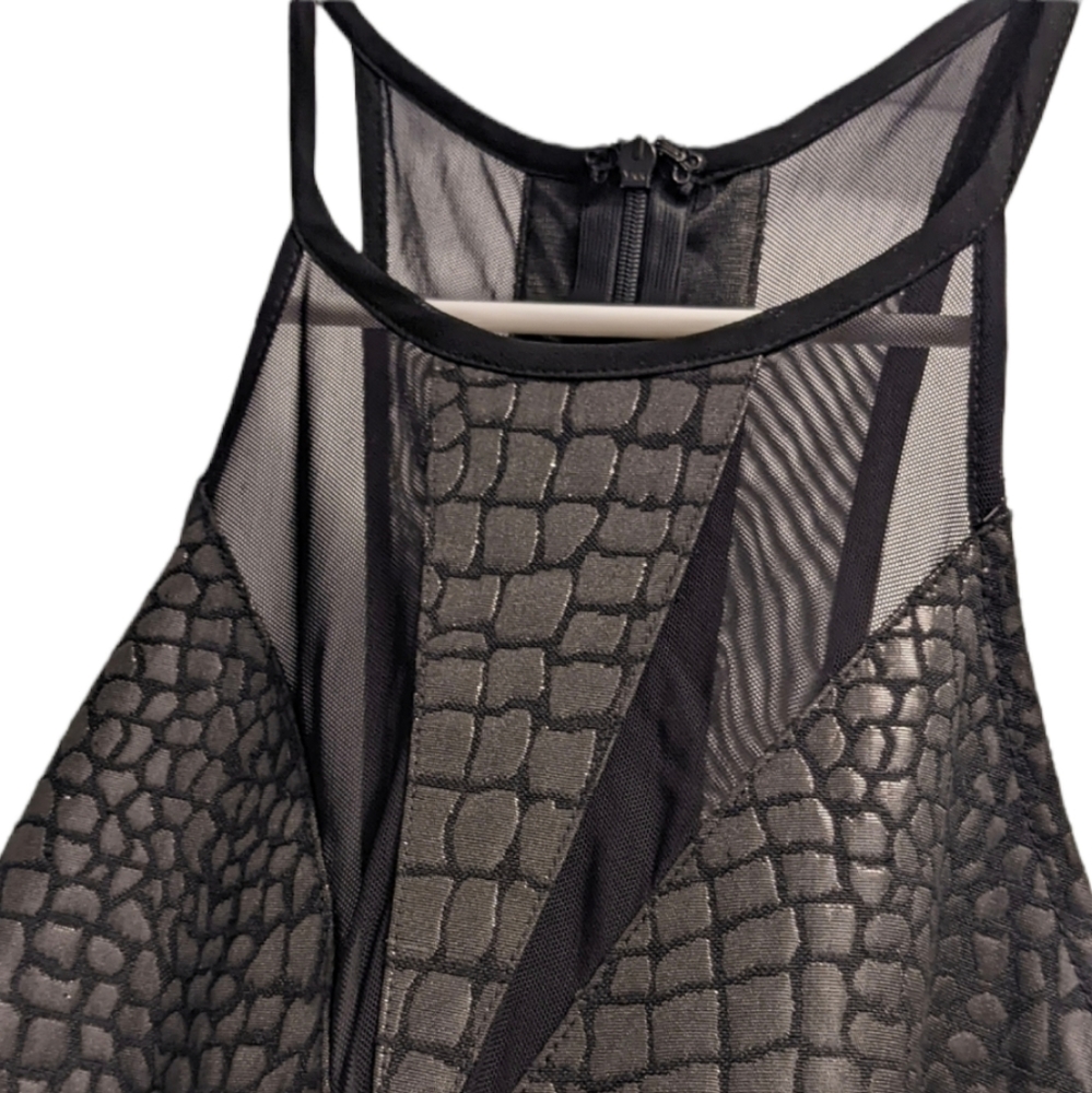 ASTR Black Faux Leather Croc Embossed Racerback Dress M - Picture 4 of 6